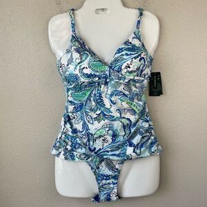 NWT Lauren Ralph Lauren Matching Tankini Top and Bottoms Sizes 16
